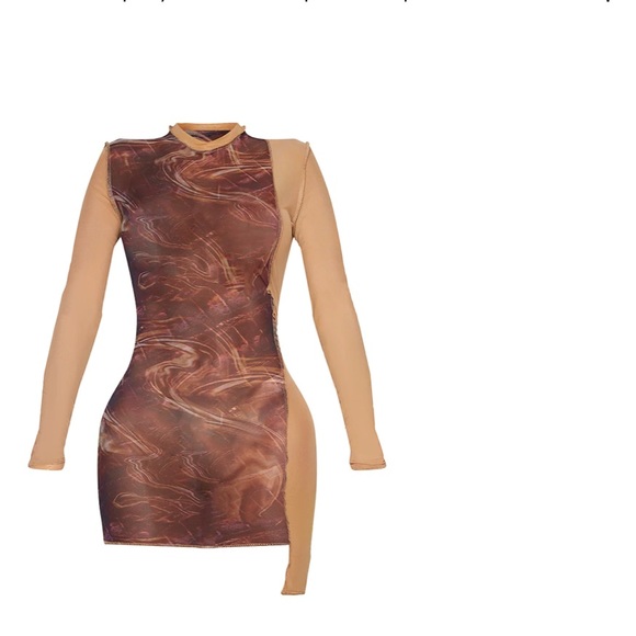 NEW Shape Brown Marble Print Sheer Mesh Overlock Detail
Bodycon Dress - Picture 2 of 2